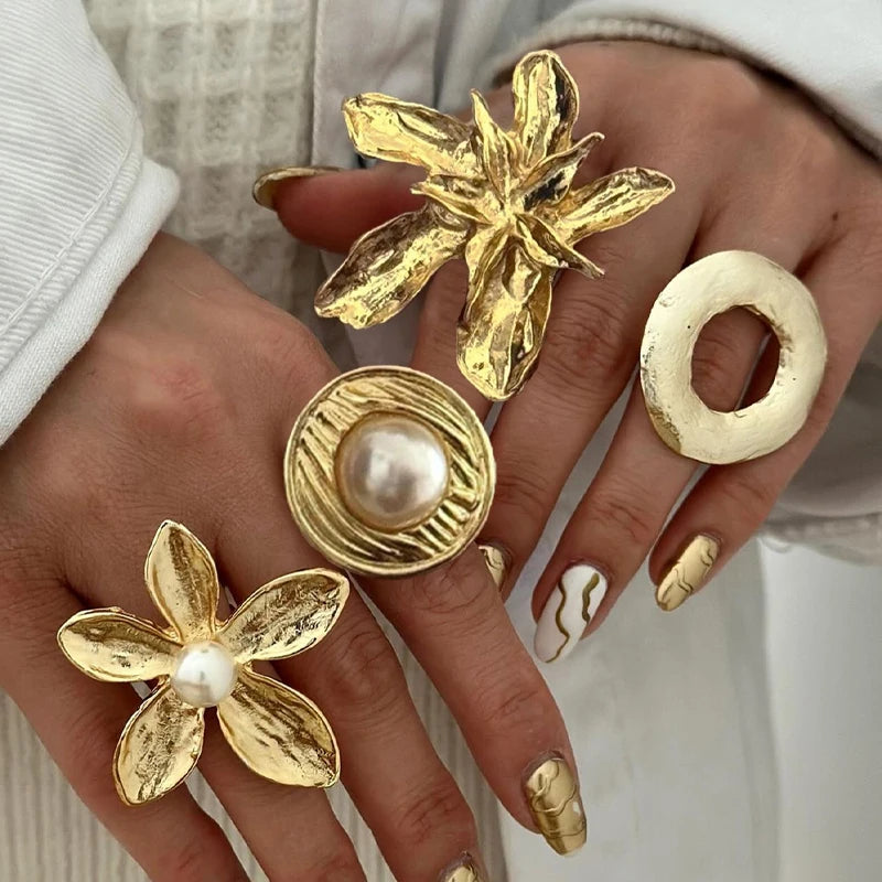 4 Pcs Exaggerated Gold Color