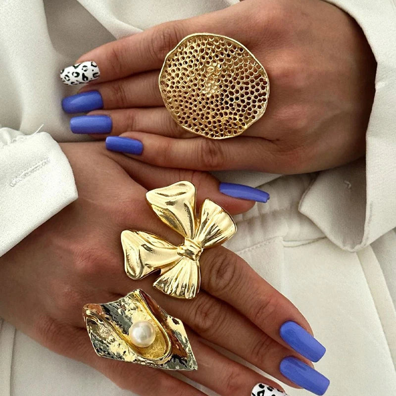 4 Pcs Exaggerated Gold Color