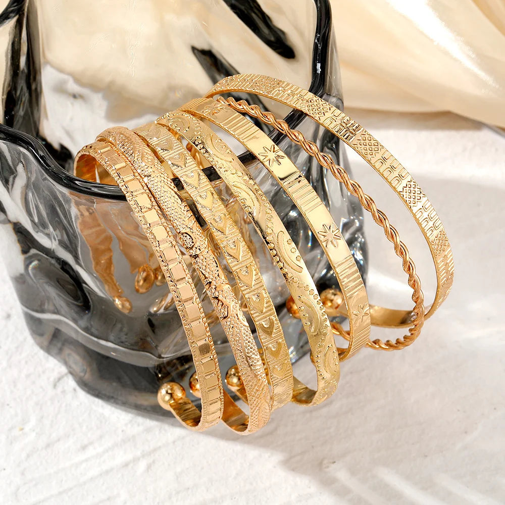 7 Pcs/Set Punk Gold Color