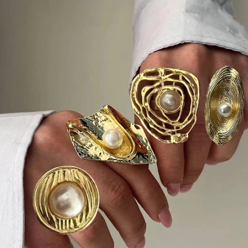 4 Pcs Exaggerated Gold Color