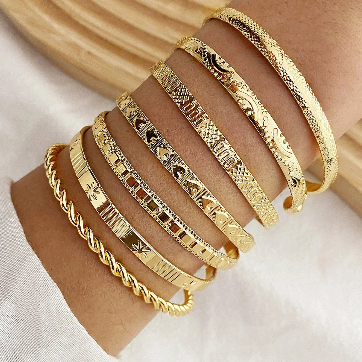 7 Pcs/Set Punk Gold Color